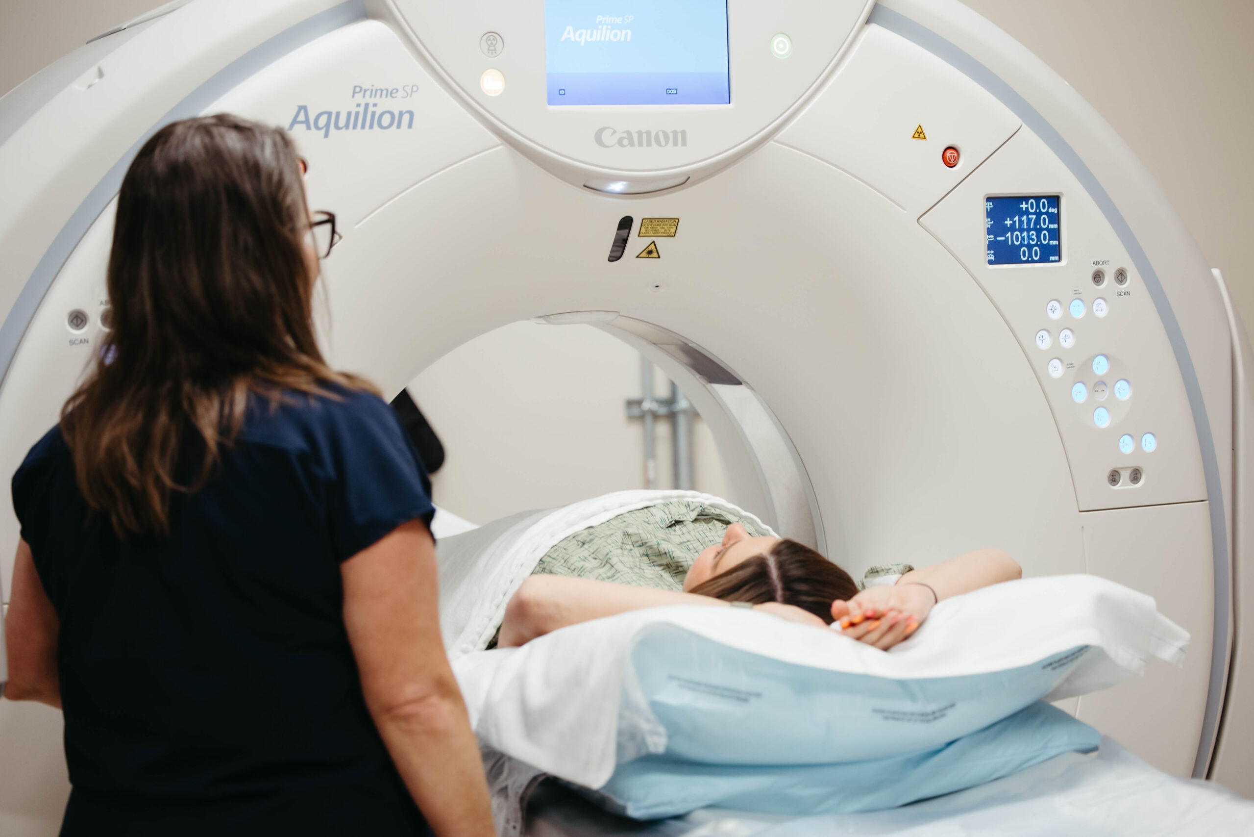 A patient entering an MRI at Red River ER & Hospital.